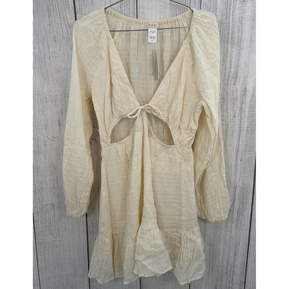 L*Space Dress Women LARGE Cream Feelin Fine Mini Coverup Lightweight 100% Cotton